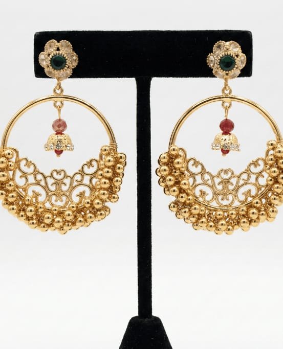 Gold Plated Traditional Chandbali Earrings